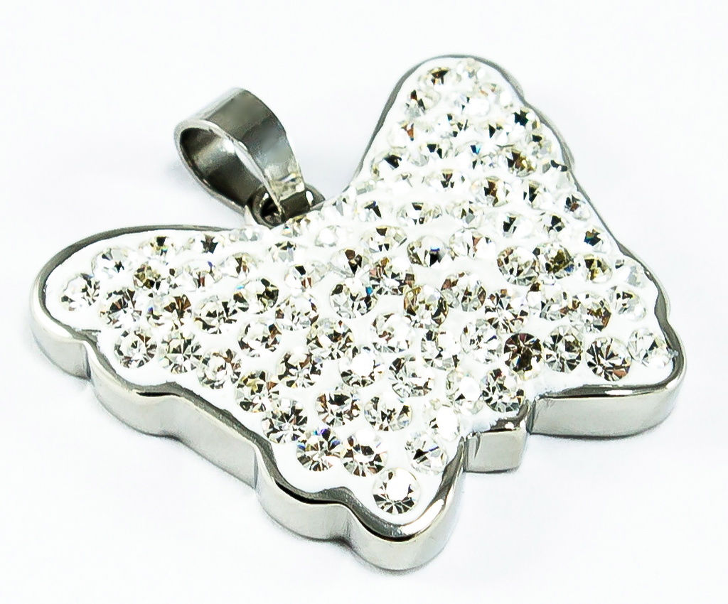 Přívěsek ocelový motýl s krystaly Swarovski OPS0069