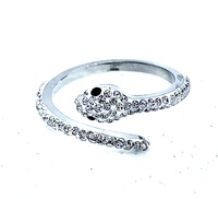 Luxusní ocelový prsten Silver Swarovski krystal Had