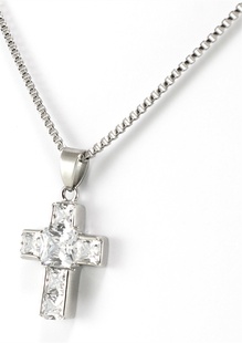 Ocelový řetízek Kříž diamond