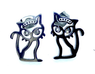 Náušnice z oceli se zirkonem Kočky 