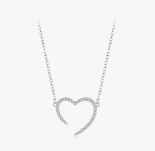 Otevřené srdce stříbrný náhrdelník s zirkony